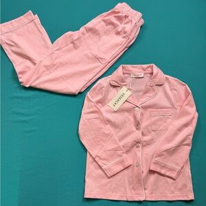Veseacky Girls Pajama Set Size 120 (US 6-7)  Pink Button Down NWT